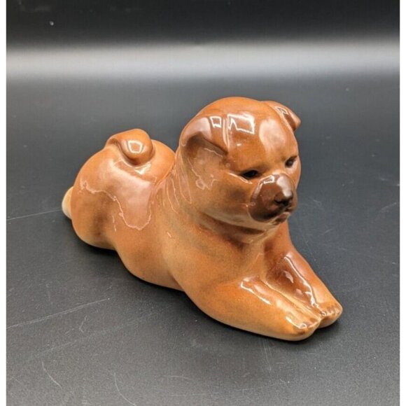 USSR Lomonosov Russian Porcelain Dog Figurine Brown Chow Chow Vtg 6" - Picture 1 of 8